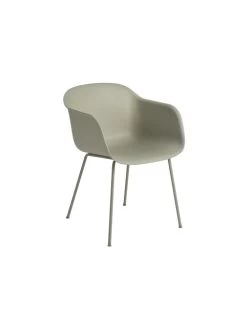 Muuto Armchair Fiber Tube Base | Dusty Green/metal Base