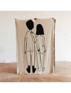 Katoenen Plaid 140x180 Cm | Naked Couple Back