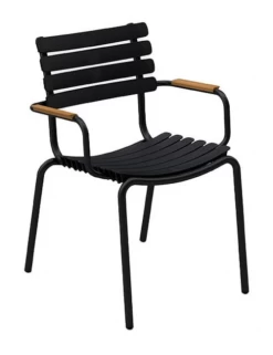 Reclips Tuinstoel | Zwart/bamboe
