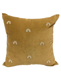 Velvet Cushion | Rainbow/mustard